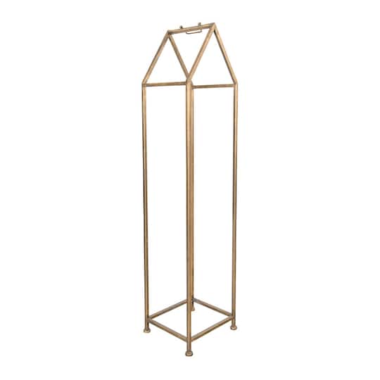 Hello Honey® 55.8" Gold Finish Metal House-Shaped Fire Wood Holder with Handle